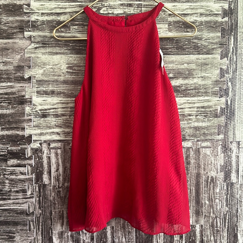 Loft size Small Red textured top New with tags unworn high neck blouse